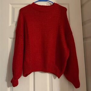 Pink Rose Vibrant Red Crew Neck Sweater